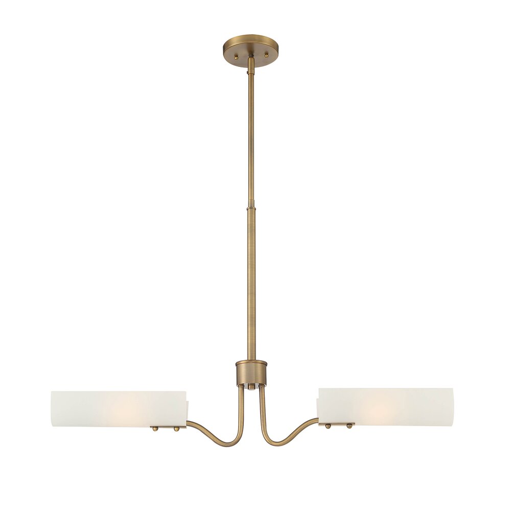 2 Light Island in Old Satin Brass with Etched White Glass