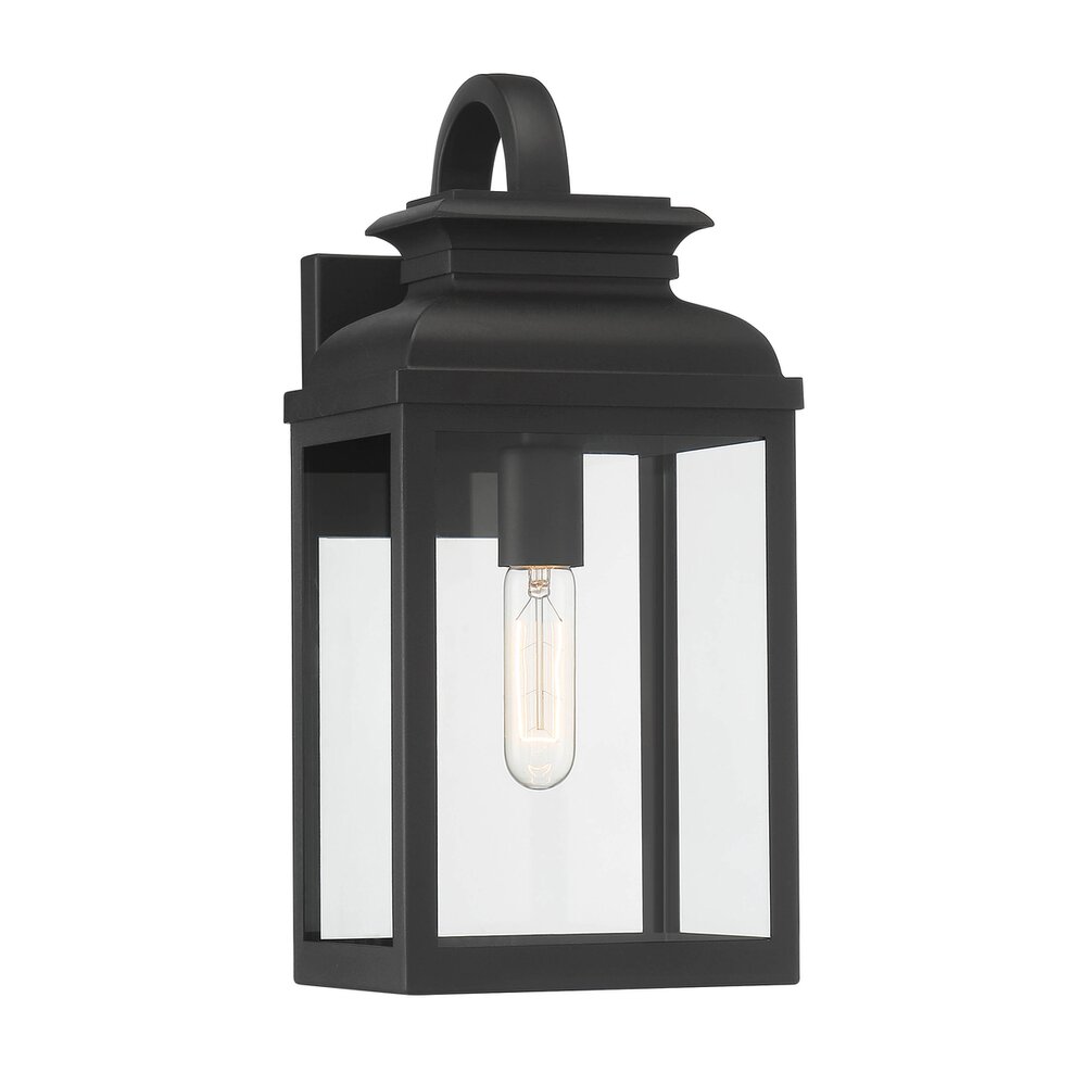 1 Light Wall Lantern in Black with Clear Glass 