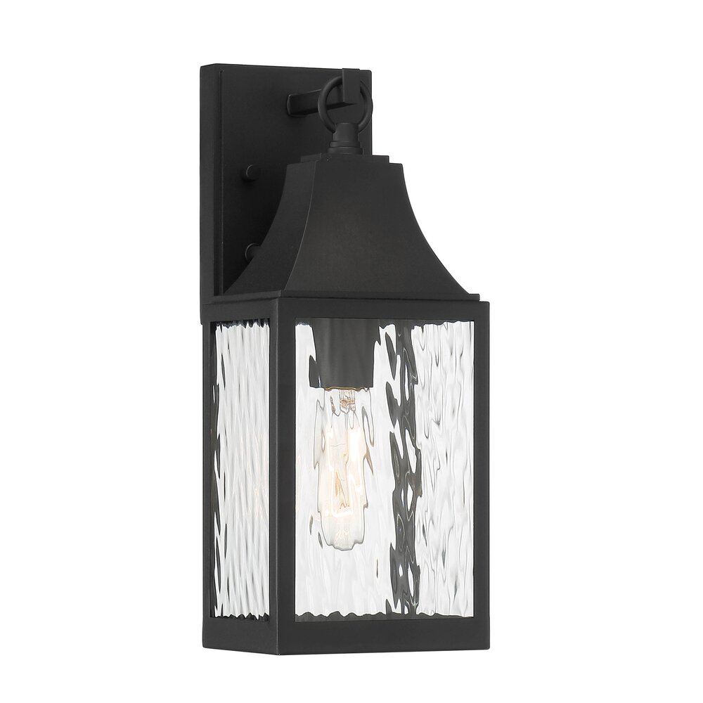1 Light Wall Lantern in Black with Water Glass