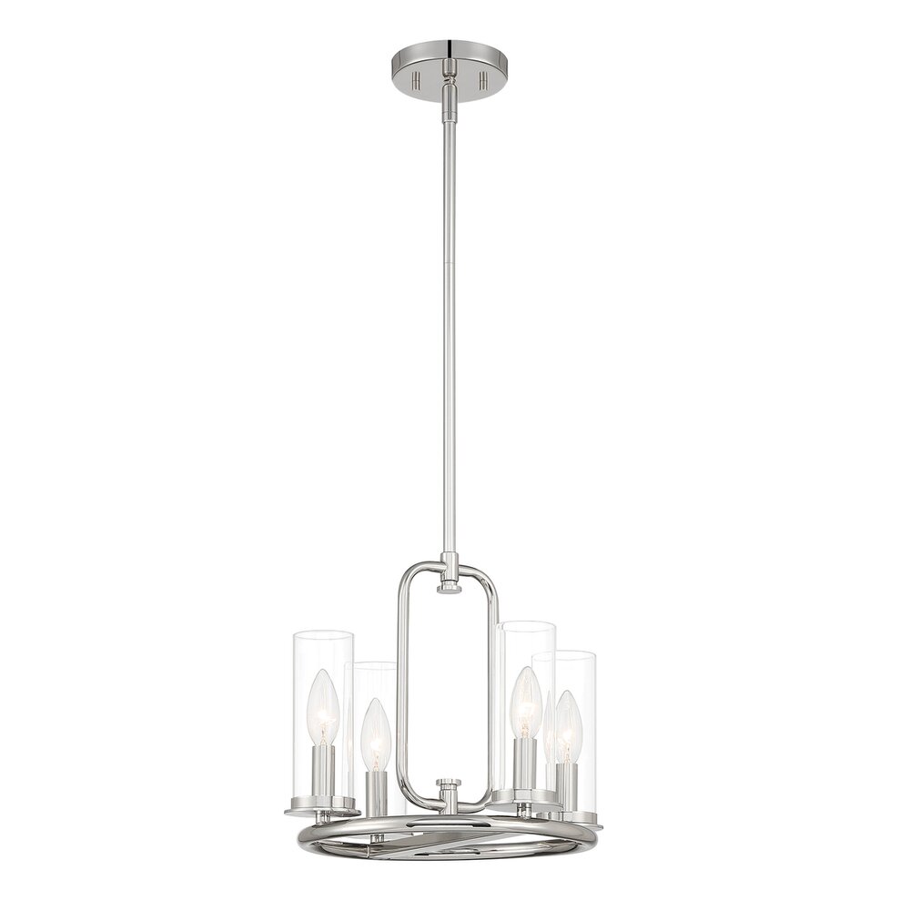 4 Light Pendant Convertible in Polished Nickel with Clear Glass 