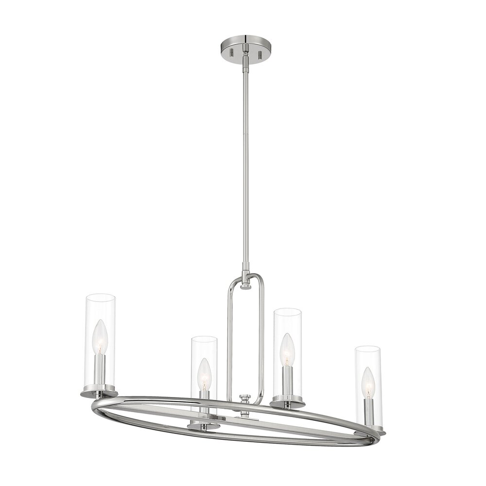 4 Light Island in Polished Nickel with Clear Glass