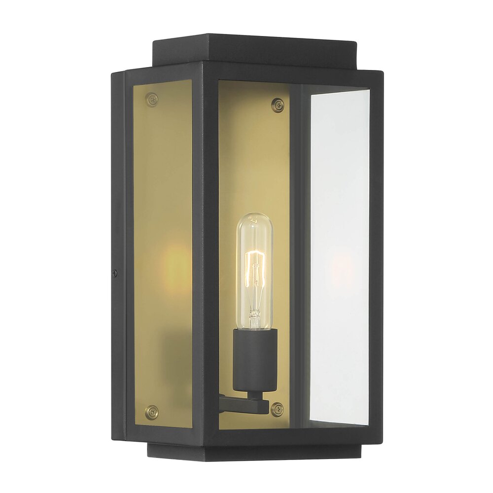 1 Light Wall Lantern in Black with Clear Glass 