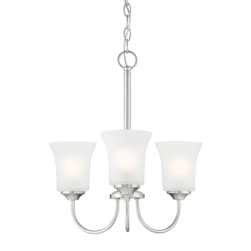 3 Light Chandelier in Brushed Nickel with Frosted Glass 