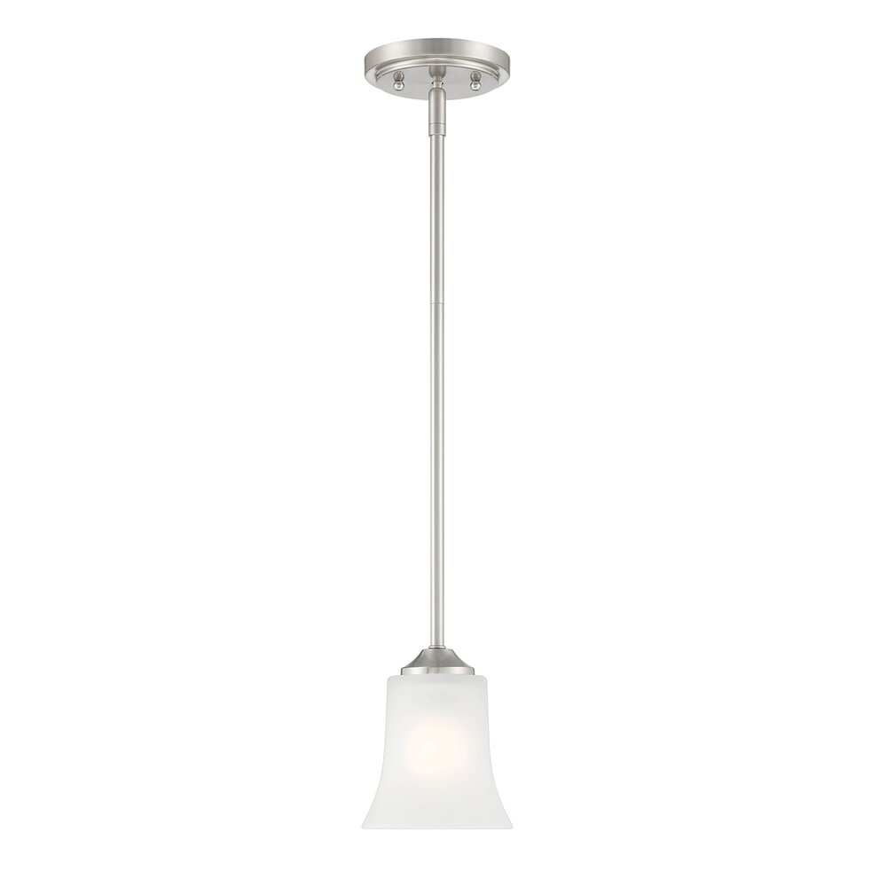 1 Light Pendant in Brushed Nickel with Frosted Glass 