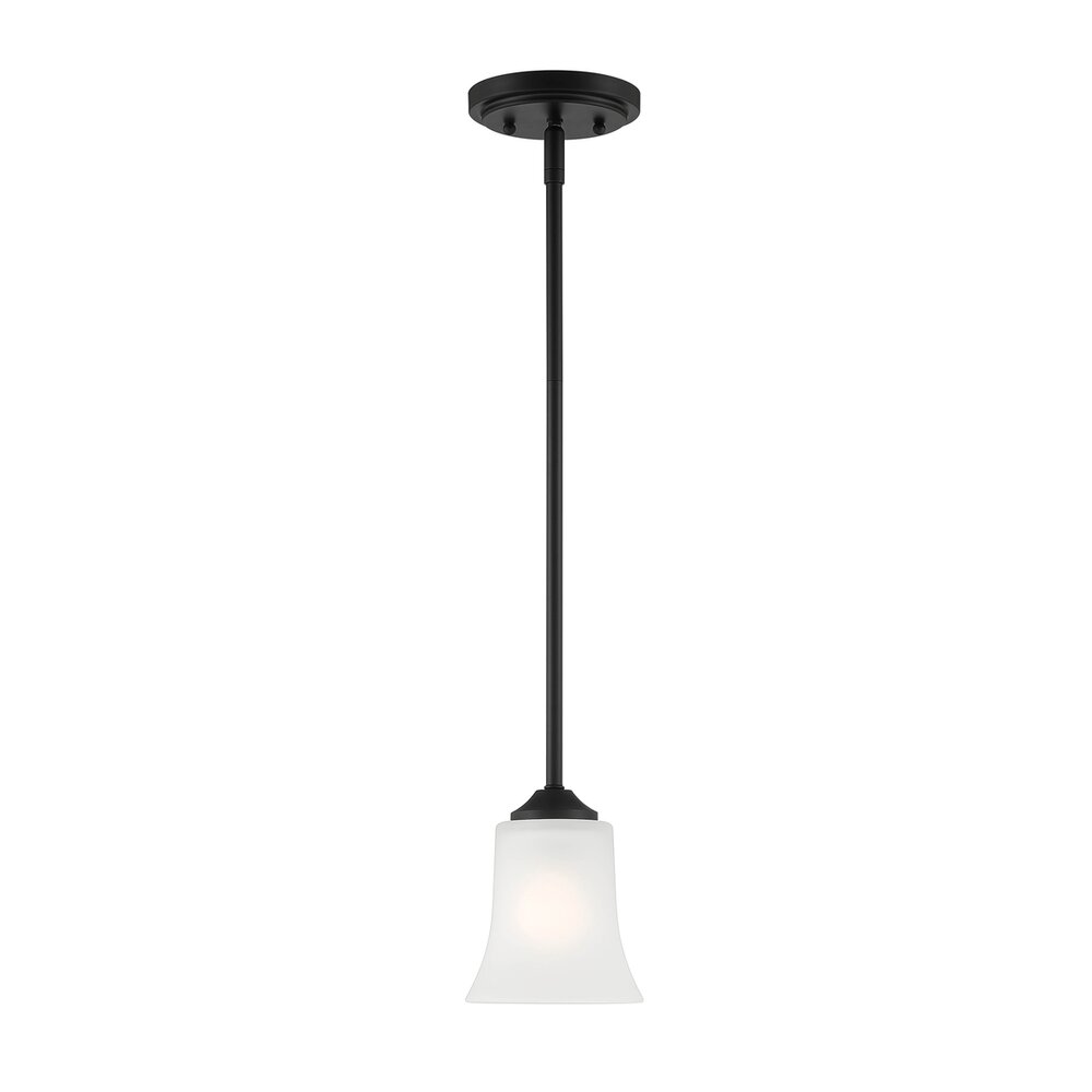 1 Light Pendant in Matte Black with Frosted Glass 