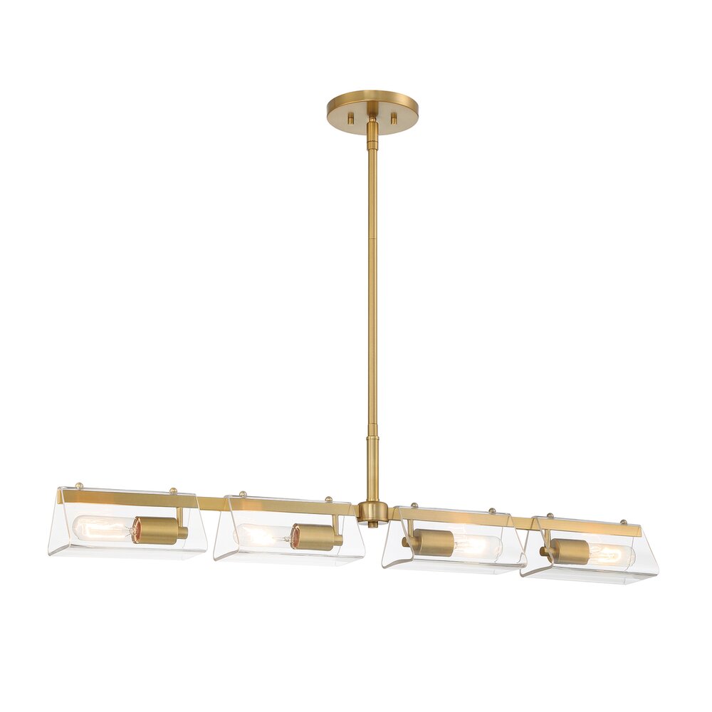40.25" 4-Light Modern Island Pendant Light in Brushed Gold with Clear Glass