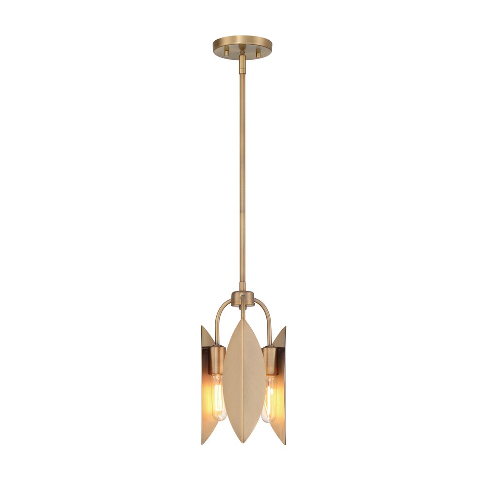 8.5" 3-Light Pendant Light in Old Satin Brass with Metal Shades