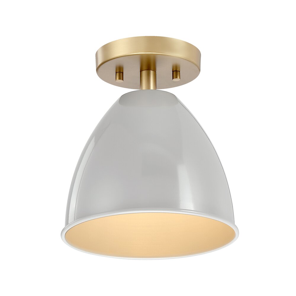 8.25" 1-Light Modern Semi Flush Mount Light in Brushed Gold with Grey Sky Metal Shades