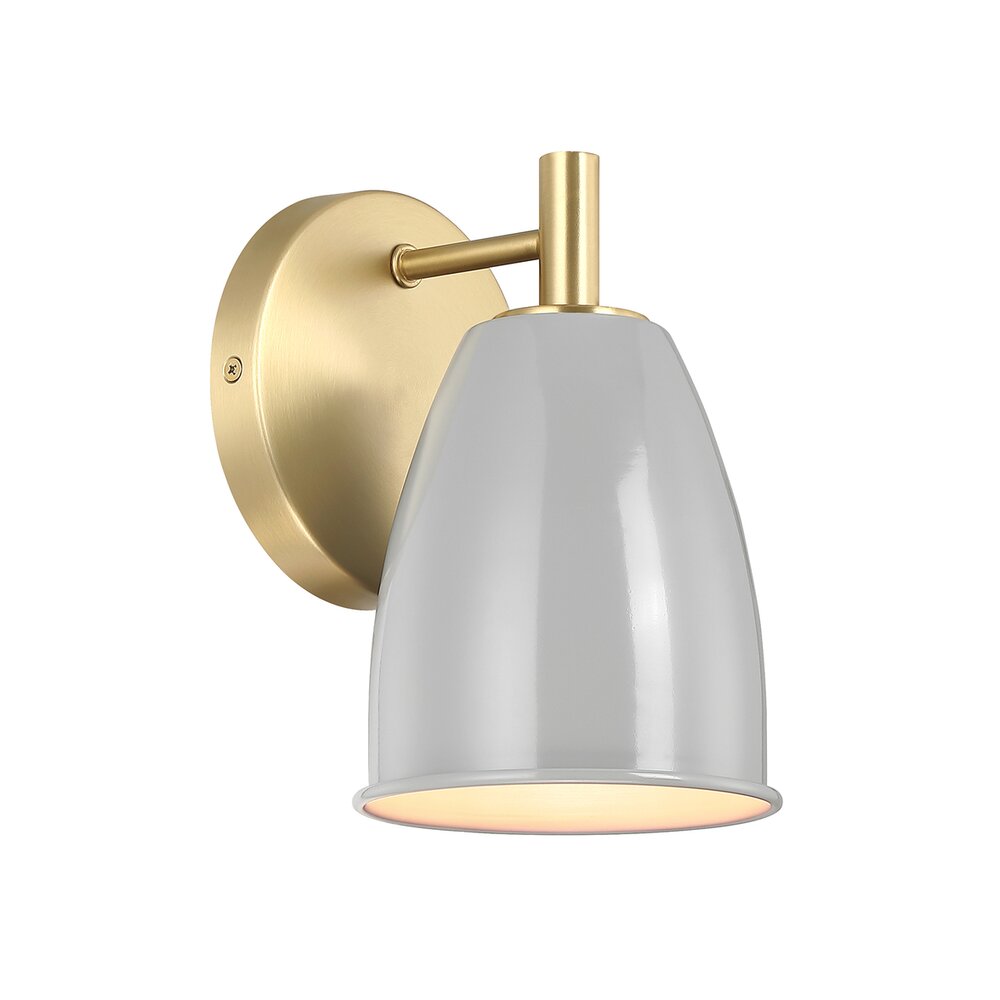 8" 1-Light Modern Wall Sconce Light in Brushed Gold with Grey Sky Metal Shades