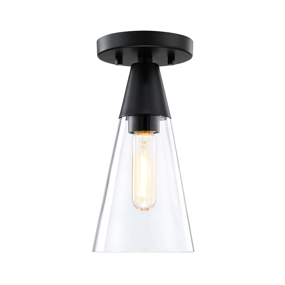 5.5" 1-Light Modern Flush Mount Light in Matte Black with Clear Glass