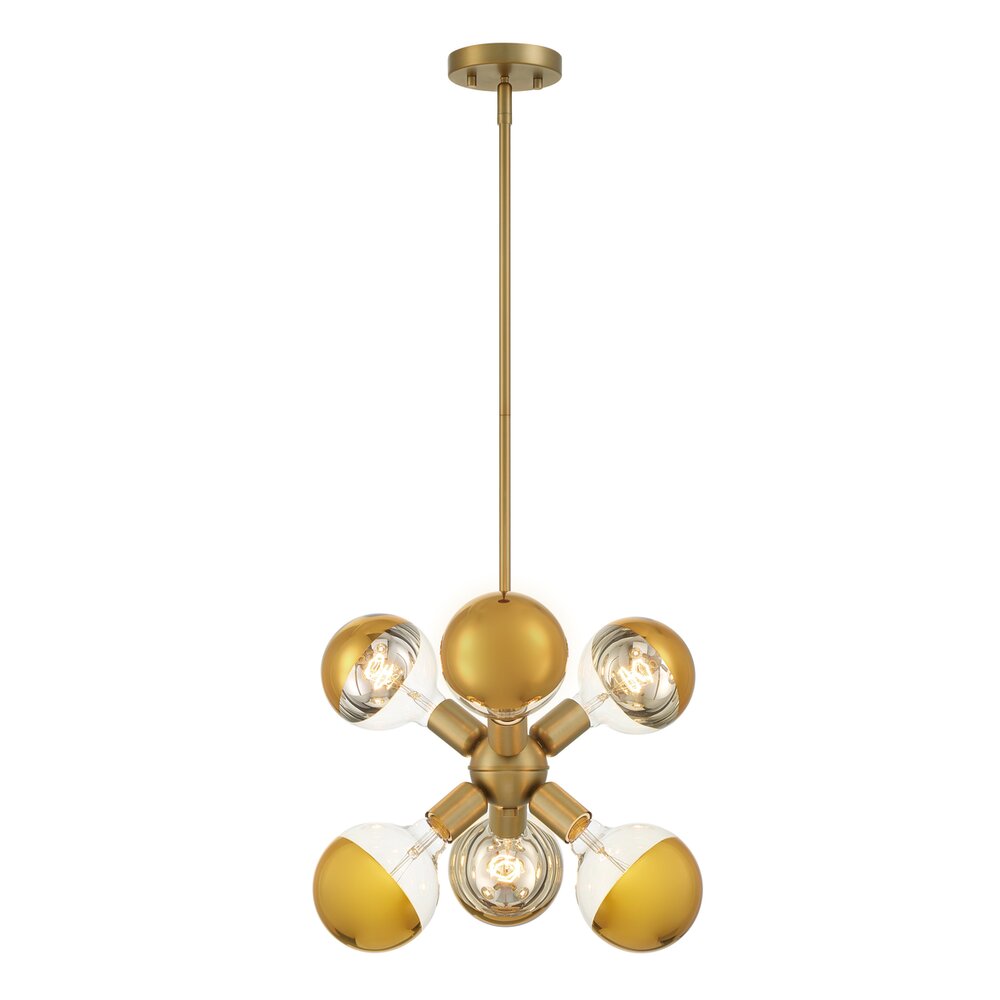 7" 6-Light Modern Pendant Light in Brushed Gold