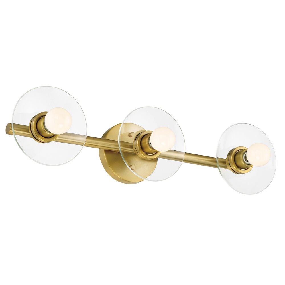 24" 3-Light Modern Vanity Light in Brushed Gold with Clear Glass Shades