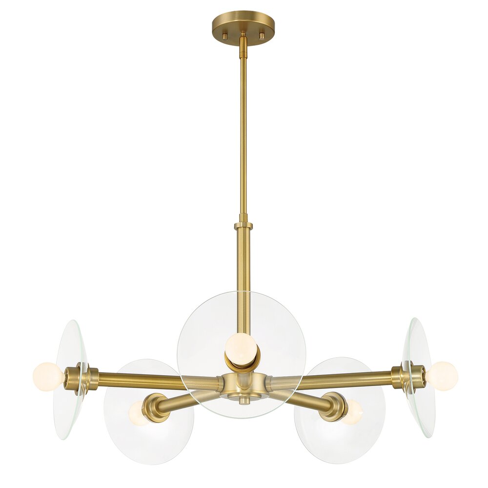 26.25" 5-Light Modern Chandelier in Brushed Gold with Clear Glass Shades