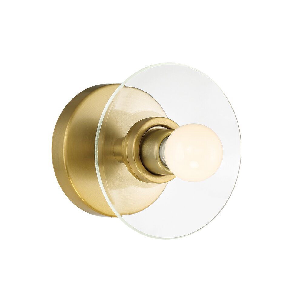 6" 1-Light Modern Wall Sconce Light in Brushed Gold with Clear Glass Shades