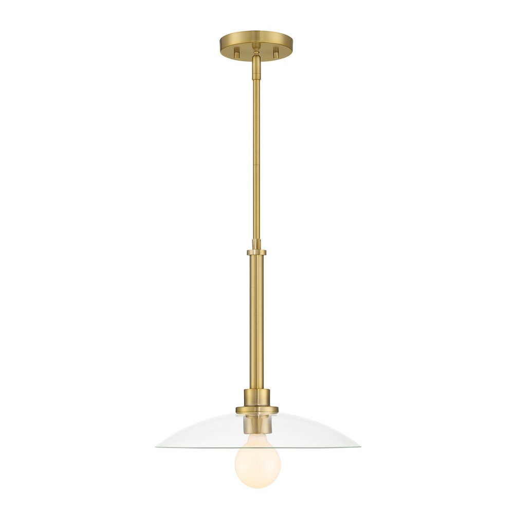 14" 1-Light Modern Pendant Light in Brushed Gold with Clear Glass Shades