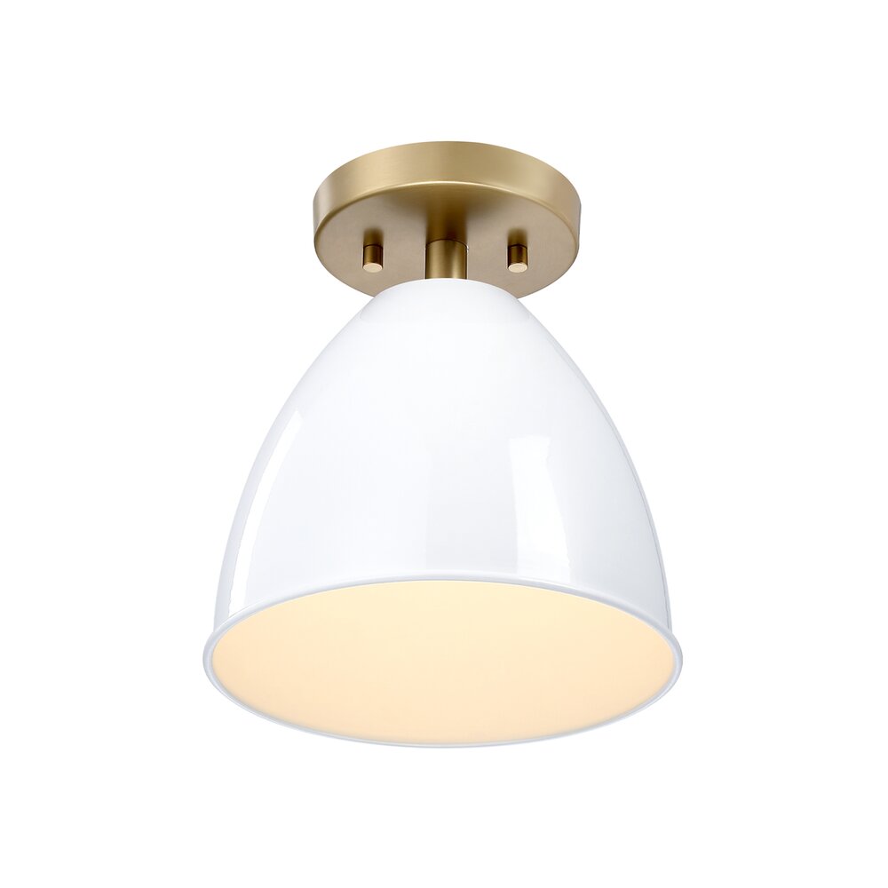 8.25" 1-Light Modern Semi Flush Mount Light in Brushed Gold with 