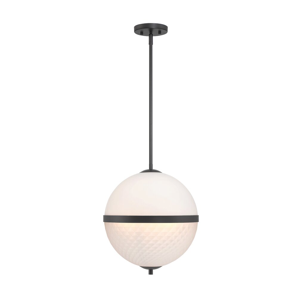14" 3-Light Modern Pendant Light in Matte Black with Etched Opal