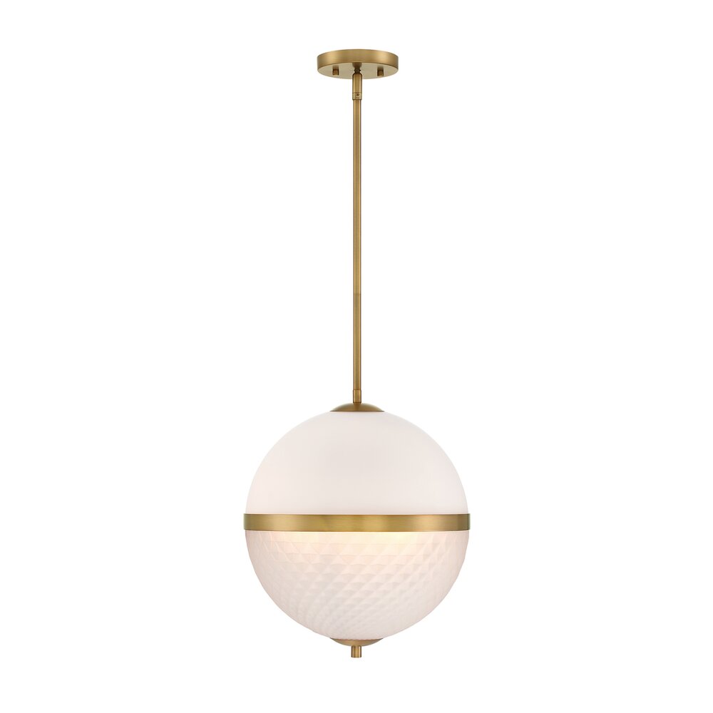14" 3-Light Modern Pendant Light in Old Satin Brass with Etched Opal