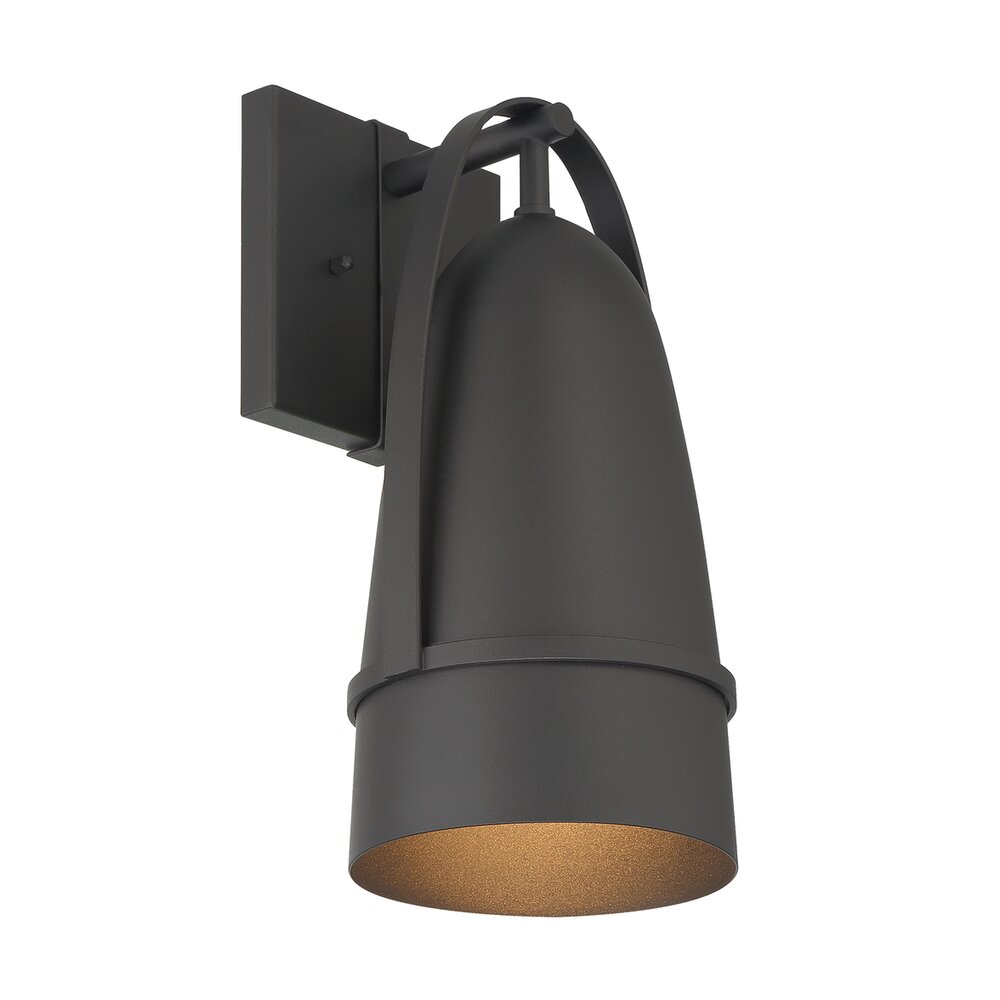 14" 1-Light Modern Outdoor Wall Lantern in Black with Dark Sky Metal Shade