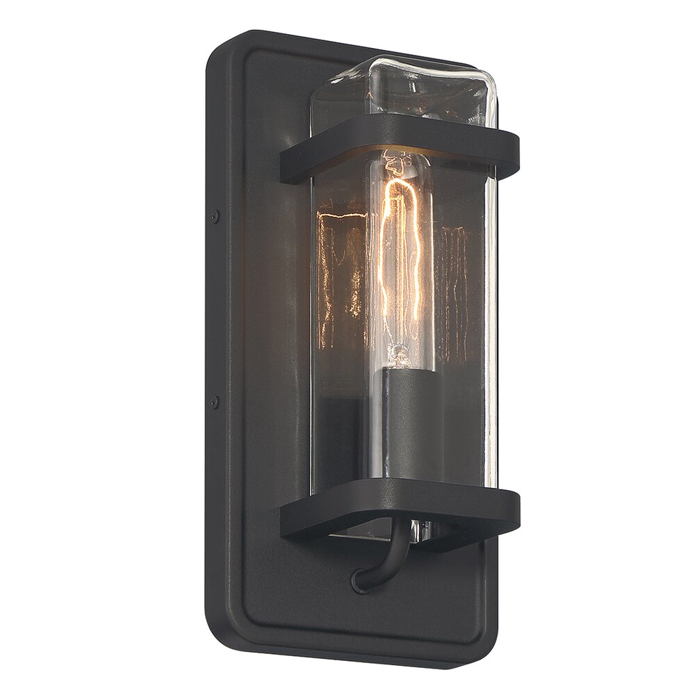 6" 1-Light Modern Outdoor Wall Lantern in Black with Clear Glass Shade
