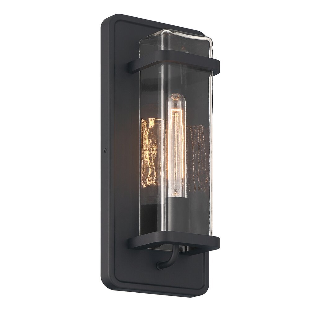 7" 1-Light Modern Outdoor Wall Lantern in Black with Clear Glass Shade