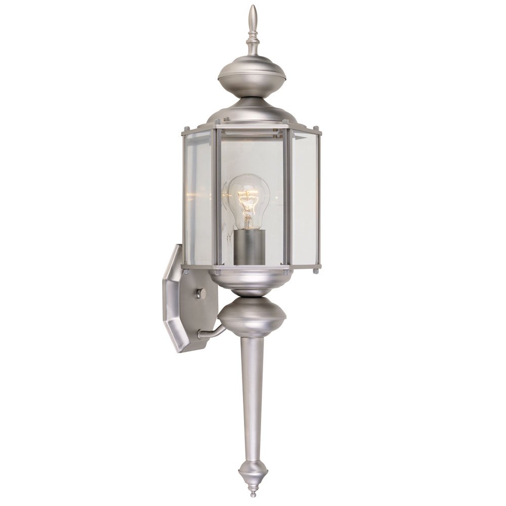 7" Wall Lantern in Pewter with Clear