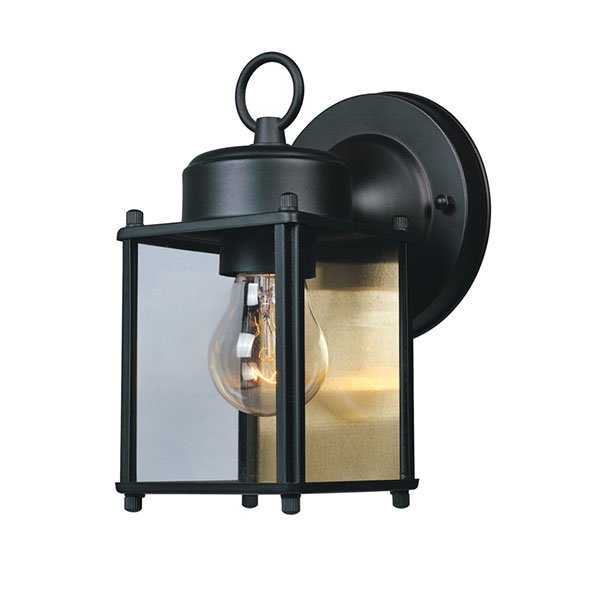 5" Wall Lantern in Black with Clear