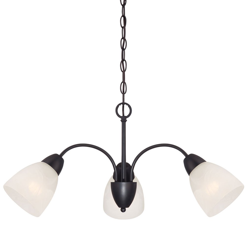 3 Light Chandelier in Oil Rubbed Bronze with Alabaster