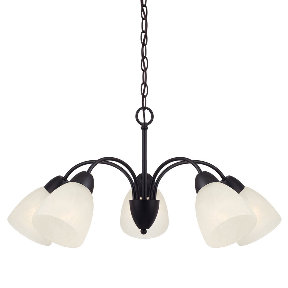 5 Light Chandelier in Oil Rubbed Bronze with Alabaster