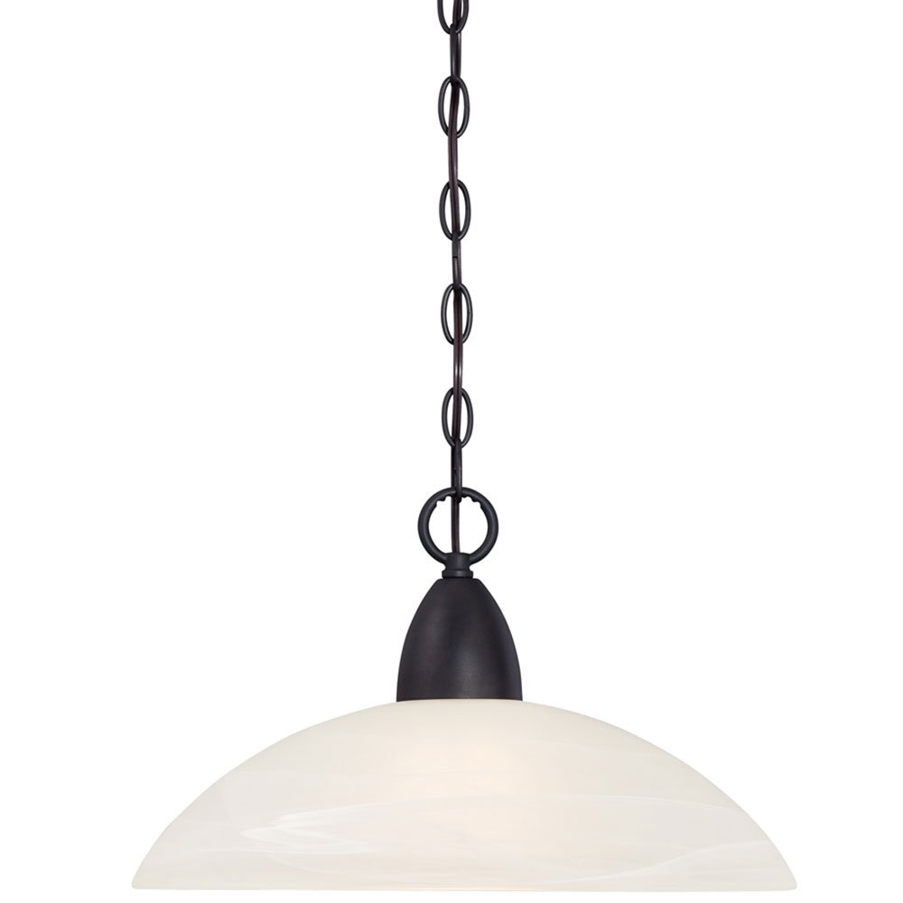 Down Pendant in Oil Rubbed Bronze with Alabaster