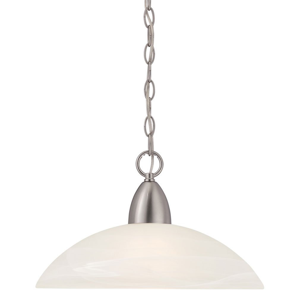 Down Pendant in Brushed Nickel with Alabaster