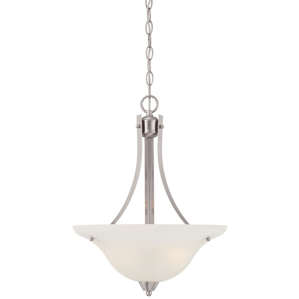 Inverted Pendant in Brushed Nickel with Alabaster