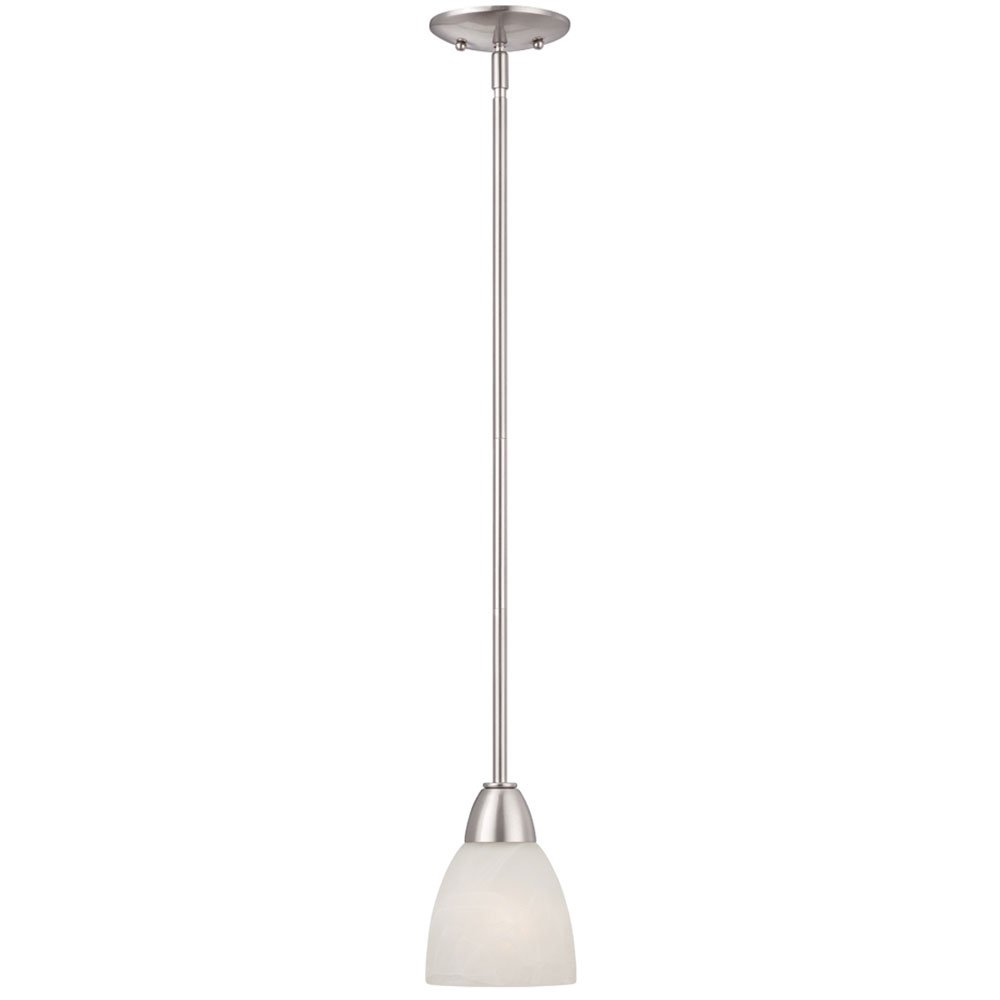 Mini Pendant in Brushed Nickel with Alabaster