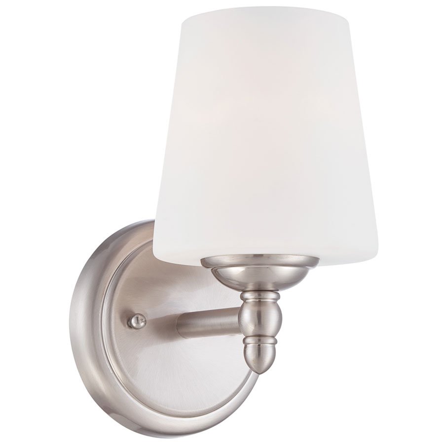 Wall Sconce in Brushed Nickel with White Opal