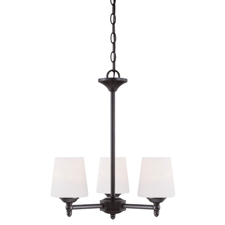 3 Light Chandelier in Oil Rubbed Bronze with White Opal