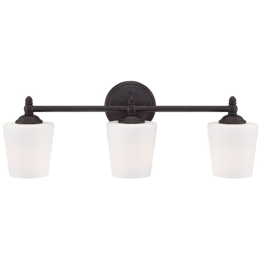 3 Light Bath Bar in Oil Rubbed Bronze with White Opal
