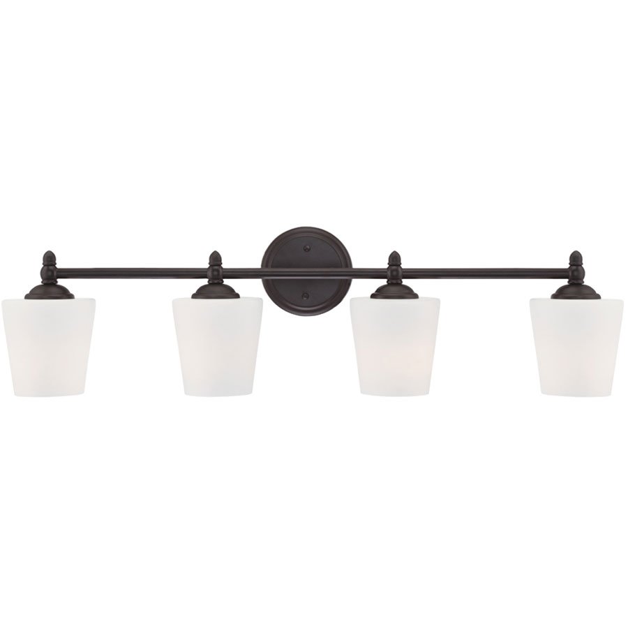 4 Light Bath Bar in Oil Rubbed Bronze with White Opal