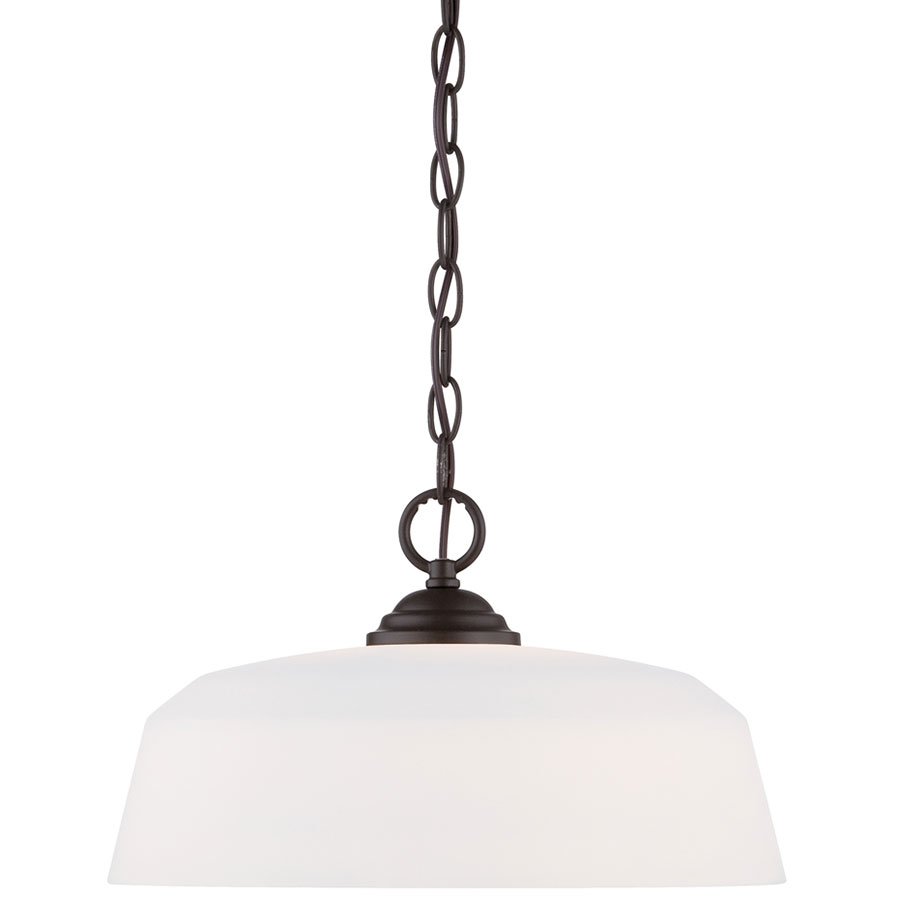 Down Pendant in Oil Rubbed Bronze with White Opal