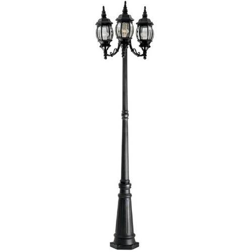 Exterior Post Lantern in Black with Clear Beveled
