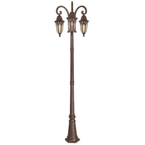 Exterior Post Lantern in Burnished Antique Copper with Clear & Frosted Seedy