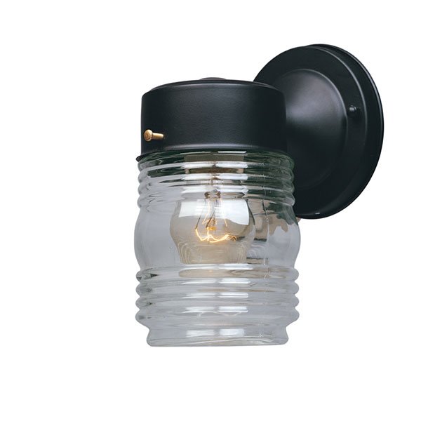 4" Jelly Jar Lantern in Black with Clear