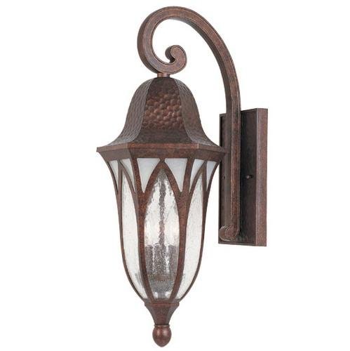 Exterior Wall Lantern in Burnished Antique Copper with Clear & Frosted Seedy