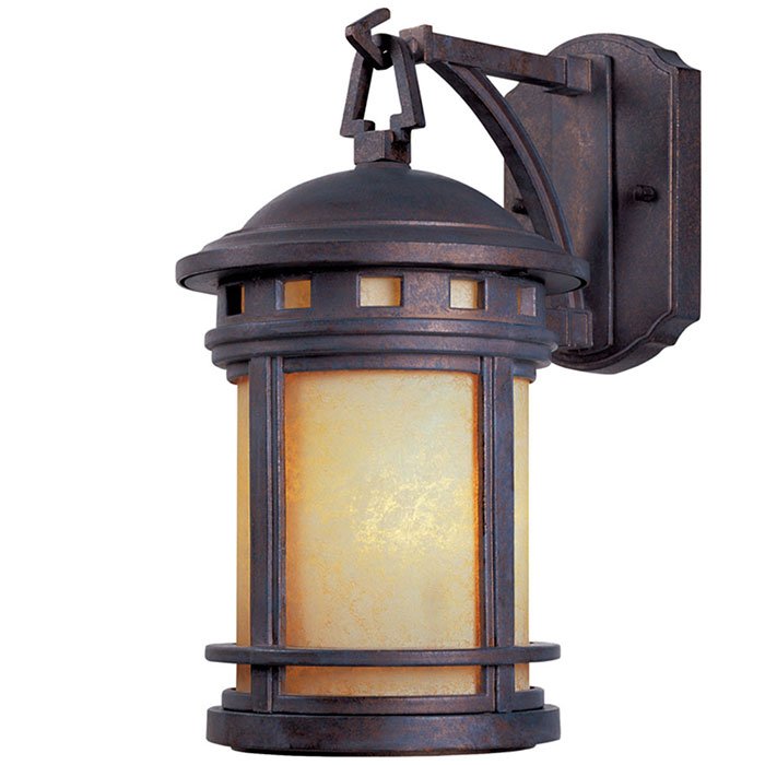 5" Wall Lantern in Mediterranean Patina with Amber
