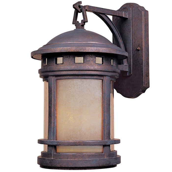9" Wall Lantern in Mediterranean Patina with Amber