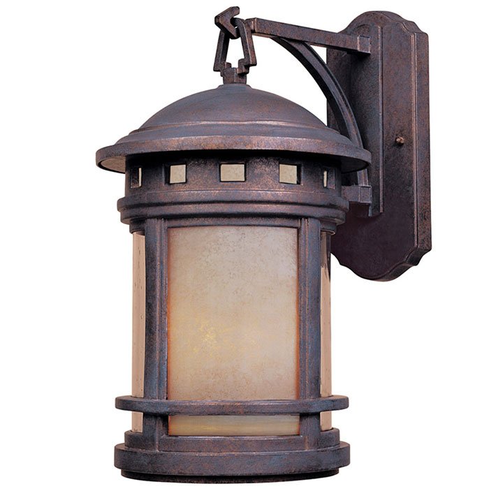 11" Wall Lantern in Mediterranean Patina with Amber