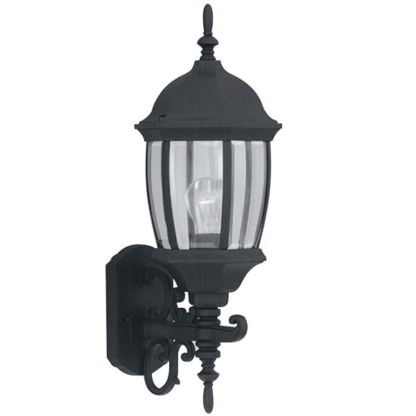 8" Wall Lantern in Black with Clear