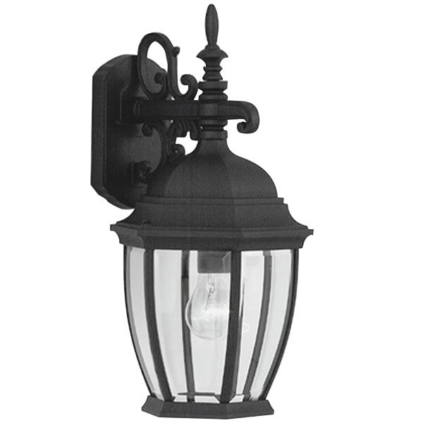 9" Wall Lantern in Black with Clear
