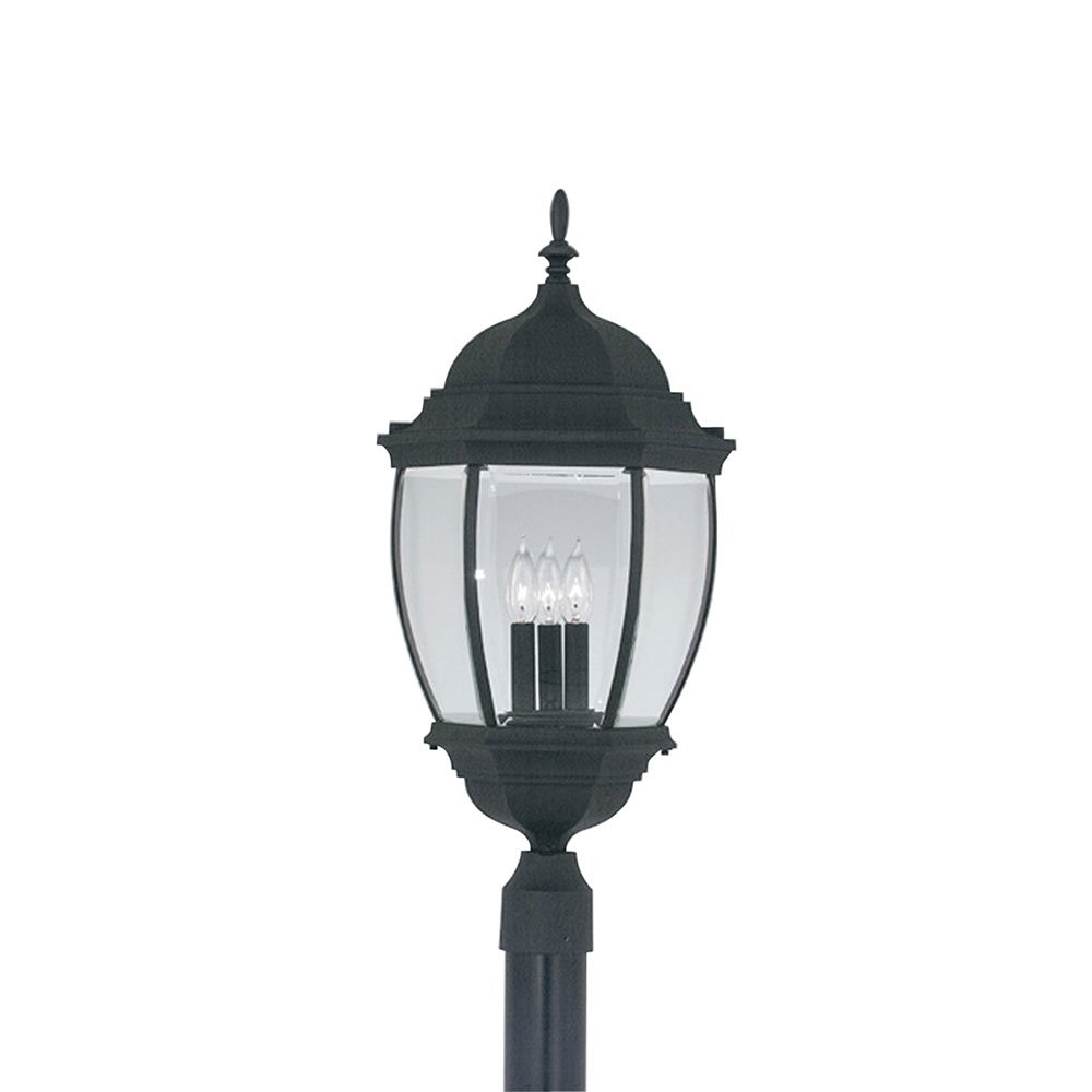 13" Post Lantern in Black with Clear