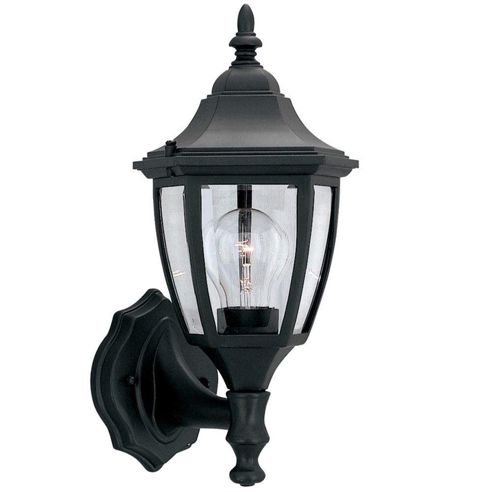 7" Wall Lantern in Black with Clear