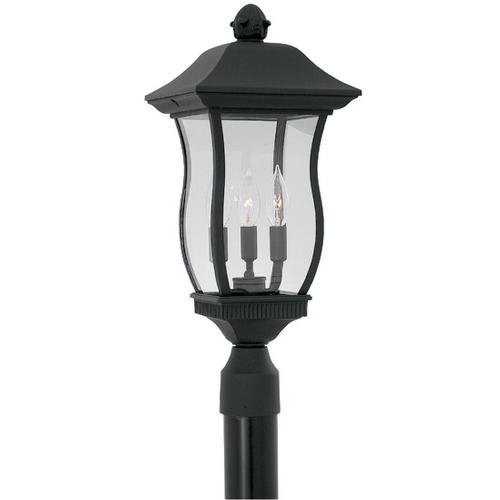 Exterior Post Lantern in Black with Clear